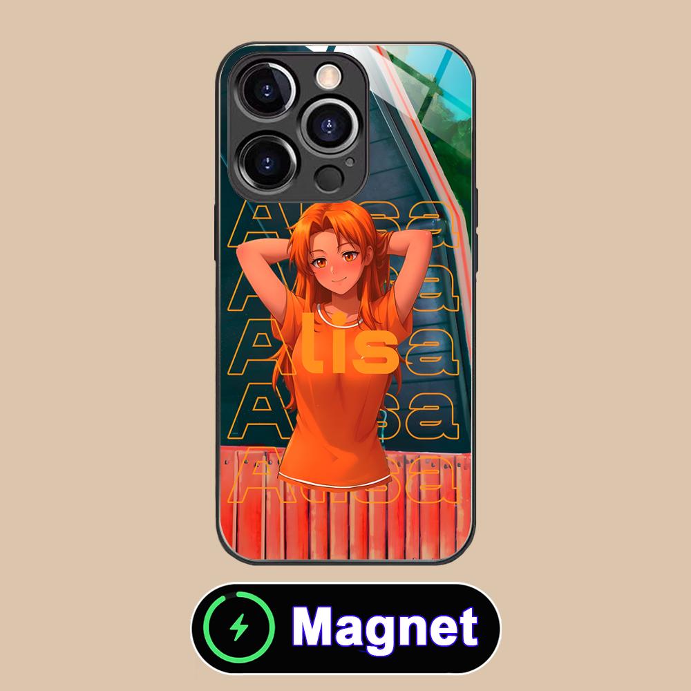 Вечное Лето Алиса Стеклянный Чехол для Телефона MagSafe для iPhone 17 16 15 14 13 12 11 Air Pro Max Plus Mini Цветной Чехол