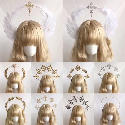 1 комплект Halo Crown Головной убор Аксессуары Головной убор Halo Богиня Головной убор KC Головной убор Ангельские перья Крылья Готическая Лолита