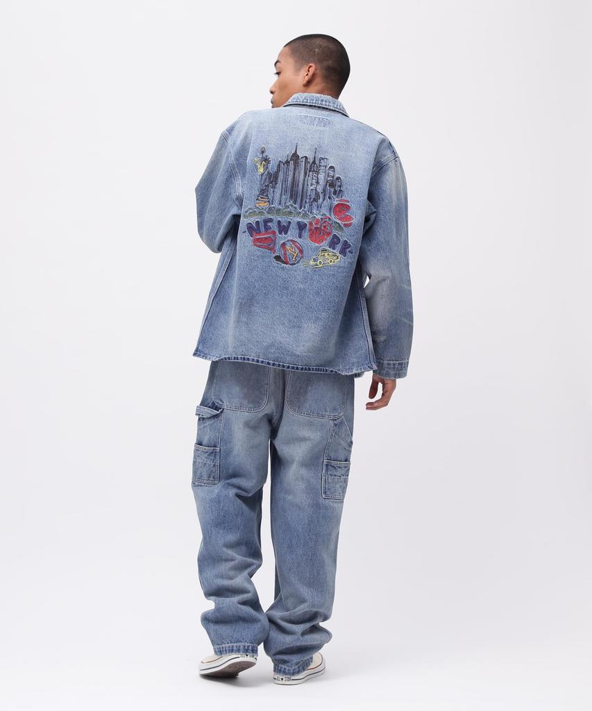 AVIREX УНИВЕРСАЛЬНЫЙ ДЖИНСОВЫЙ КОМБИНЕЗОН С ДВОЙНЫМИ КОЛЕНЯМИ Размер Выстиранный и БРЮКИ, Мужской, M, 369, Потертый, 783-5111201