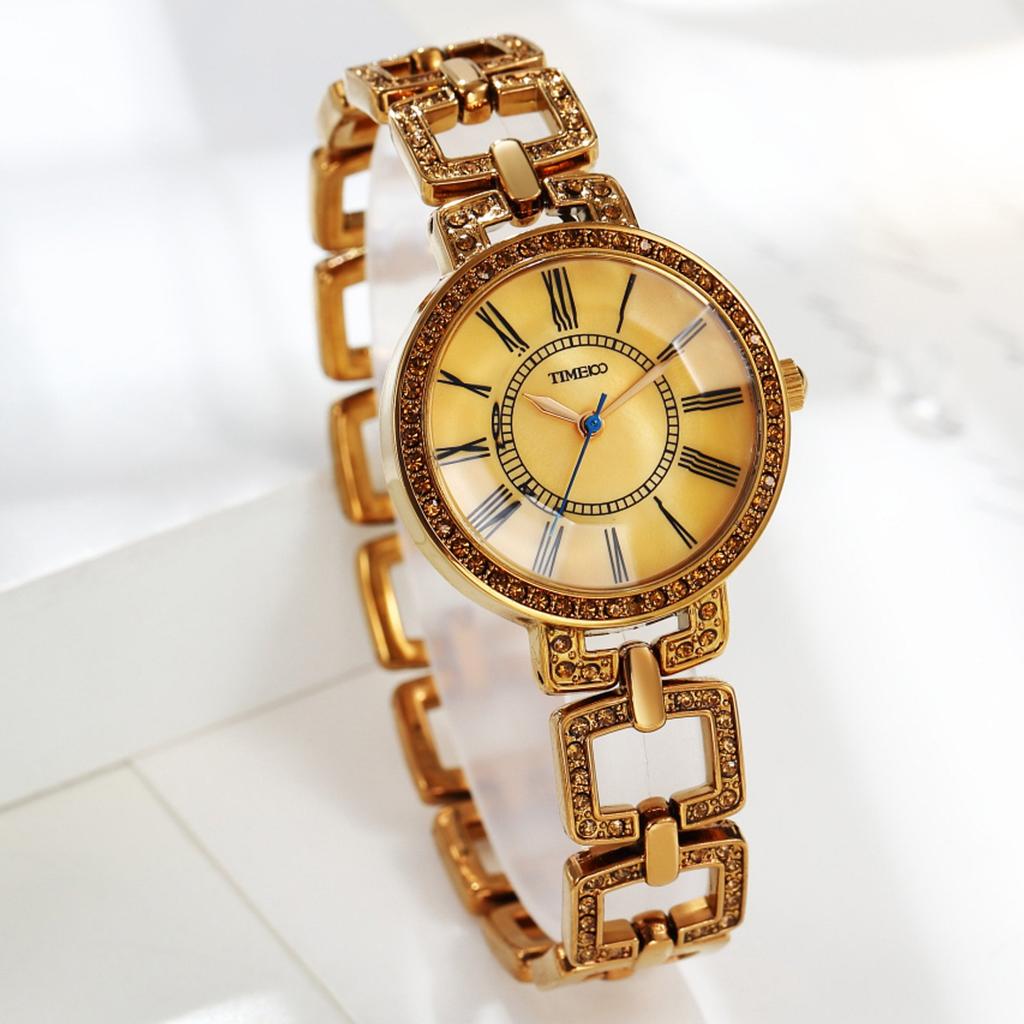 Time100 Watch with Faceted Diamond Classic Roman Seashell and W50220L Women's Crystal, Numerals, Dial, Diamonds,