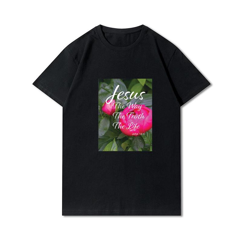 Футболка большого размера «Я люблю Иисуса» Христианская вера Унисекс Повседневные хлопковые топы Персонализированная печать Уличная одежда Подарок для любителей Иисуса Футболка