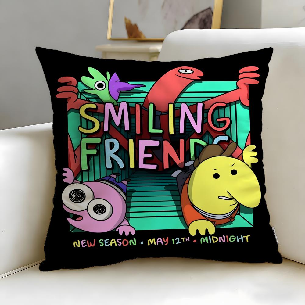 Классическая мультяшная наволочка Smiling Friends, мягкая, легко стирается – Универсальная для дивана, кровати, путешествий и офиса