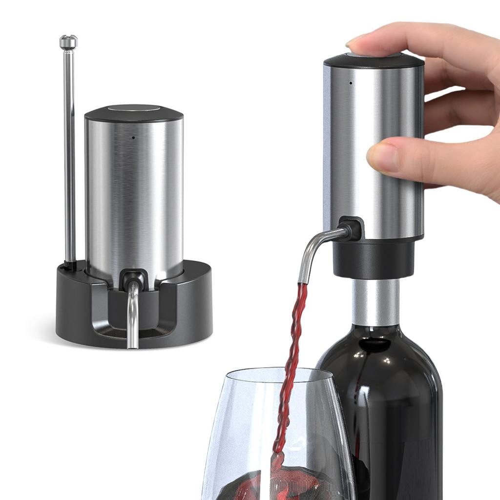 Stainless Steel Electric Wine Dispenser Automatic Rechargeable Aerator and Pourer Pump Wine Tasting Accessories