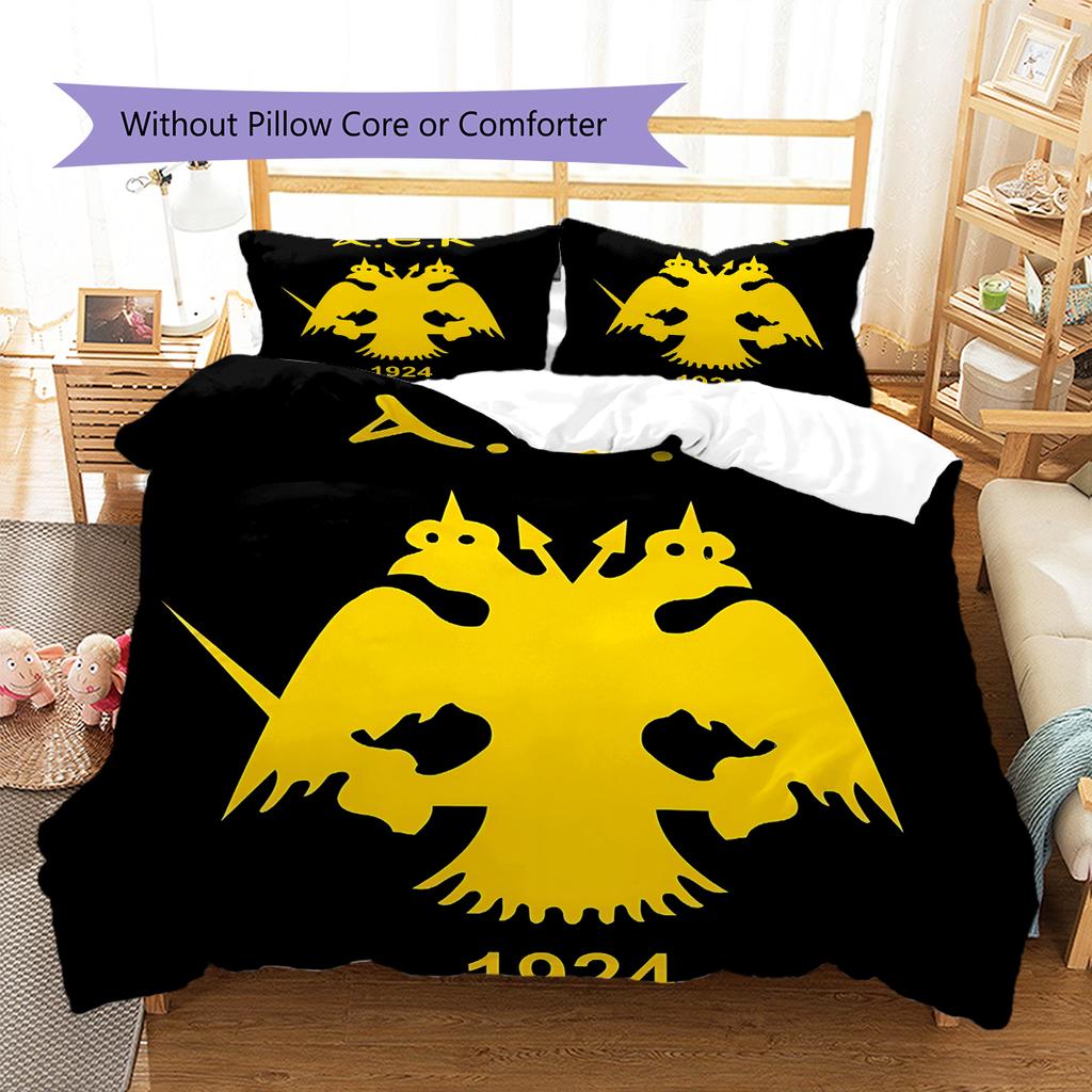 AEK Athens Football Club LogoPattern Bedding,Quilt Set Quilt Cover Pillowcase Home Birthday Gift (1 * duvet cover + 2 * pillowcase, without core)