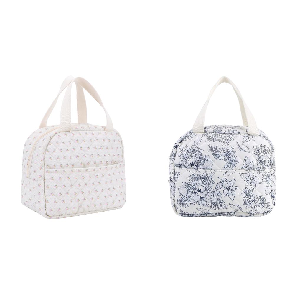 Lunchtasche für Damen, gesteppte Blumen-Lunchbox, isoliert für Arbeit, Picknick,