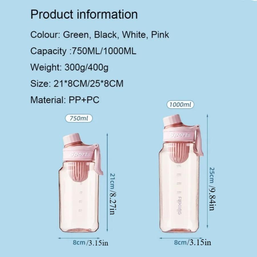 Спортивная бутылка для воды большой емкости прозрачная бутылка пластиковый стакан с фильтром для чая для улицы путешествий спортзала фитнеса