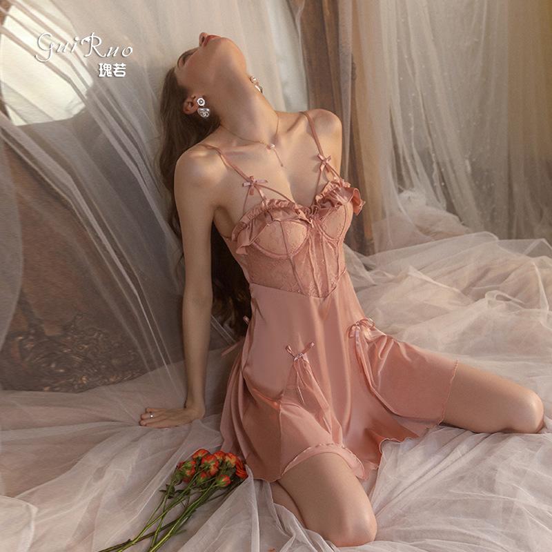 Women's Sheer Solid Cami Sleep Dress with Robe Lounge Wear Set