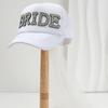 Unisex Casual Hat with Pearl Letters, Mesh & Bridal Veil for a Chic Engagement Party