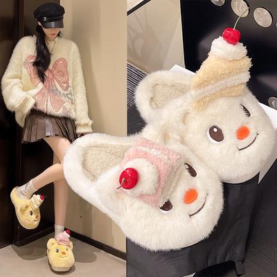 Мягкие милые щенки зима 2025 новые премиальные пушистые туфли для дома, нескользящие, теплые, домашние, милые хлопковые тапочки интернет-знаменитости