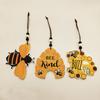 3Pcs/Set Multi-color Honeycomb Creative Wooden Pendant Bee Day Decor Bee Honey Outdoor Garden Decoration for Yard