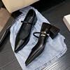 Spring Autumn Fashion Leather Buckle Pointed Square Women Mary Jane Shoes Designer Soft Sole Casual Sexy Ladies High Heels