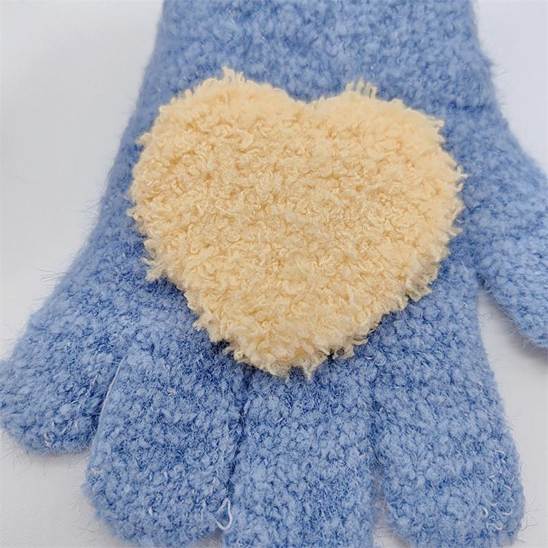 Kids Gloves Cartoon Heart Shape Decoration Baby Boys Girls Warm Gloves