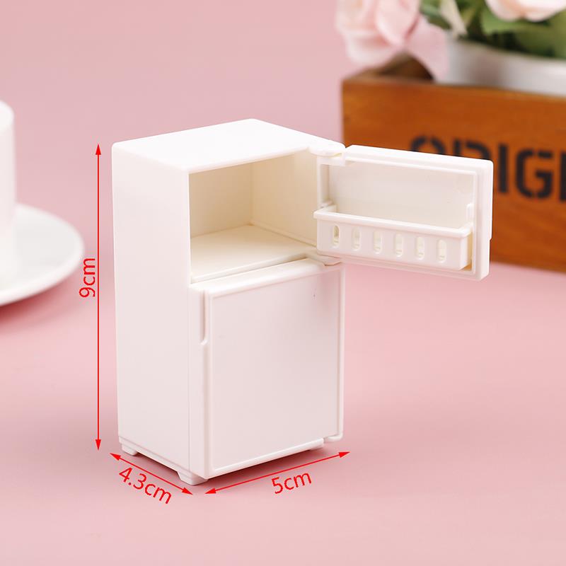 1PC Dollhouse Miniature White Refrigerator Miniature Playthings Kitchen Home Single Layer Double Refrigerator Dollhouse Decor Accessories