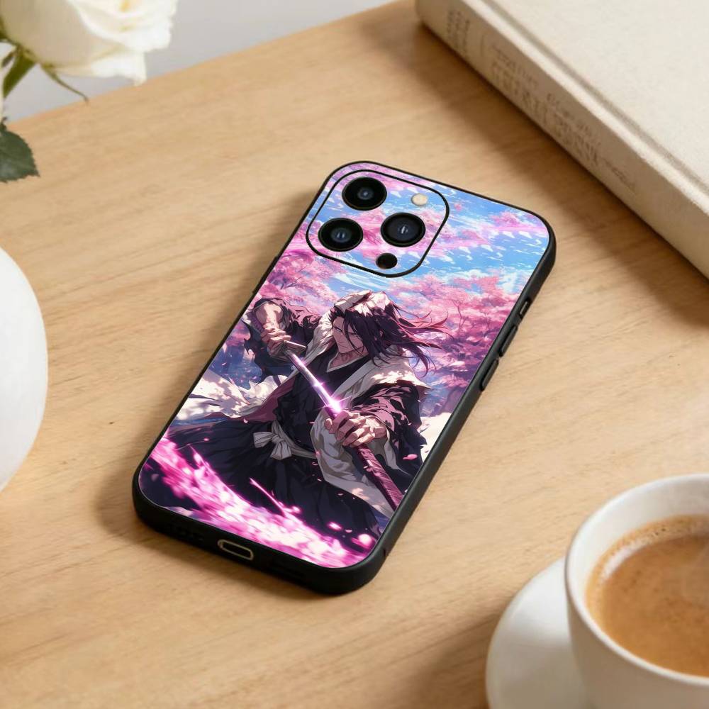 B-Bleach Anime K-Kuchiki Phone Case For iPhone 17 16 15 14 13 12 Max Plus Silicone Black Cover