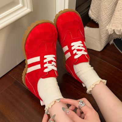 Замшевые кроссовки на плоской подошве в немецком стиле женские 2025 новая весна женская обувь популярные универсальные кроссовки «Форрест Гамп» спортивная и повседневная обувь для скейтборда