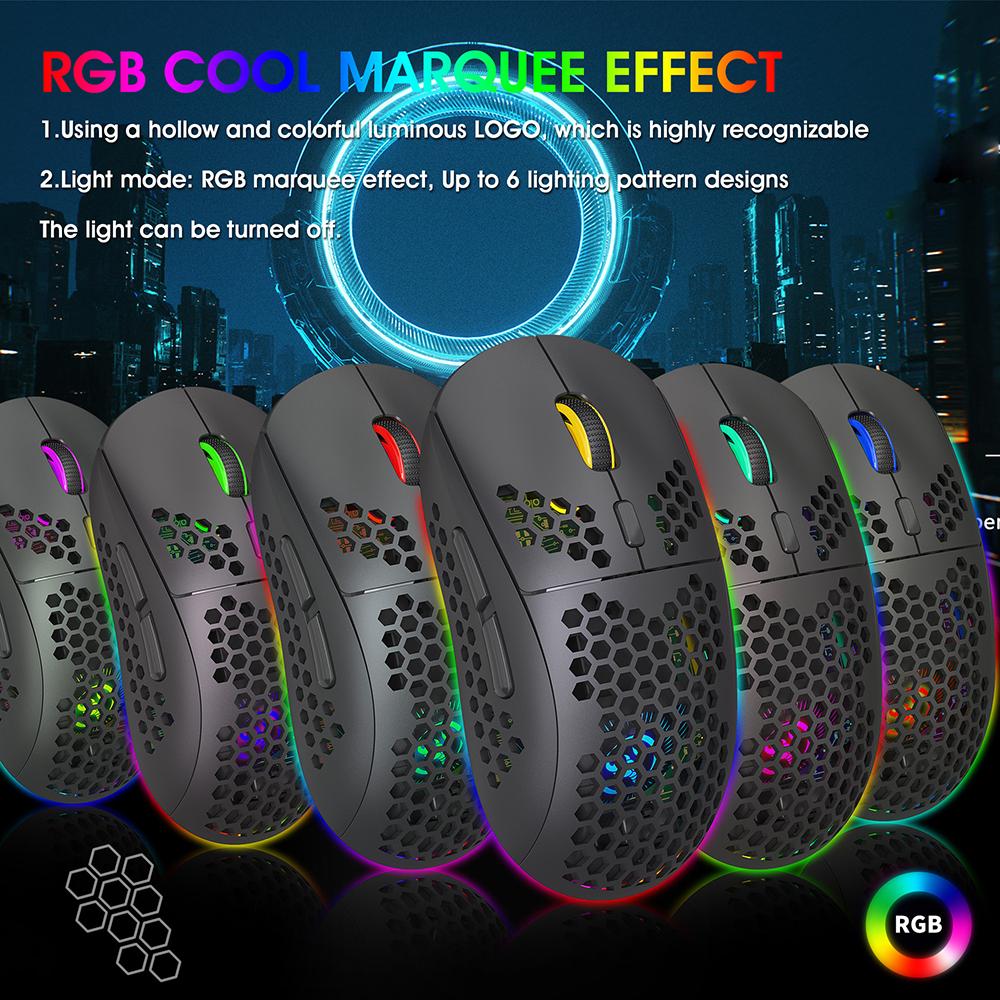 3600dpi Three-modes Wireless Bluetooth Mouse Rechargeable Type C Honeycomb Adjustable 2.4ghz Gamer Mice For Computer