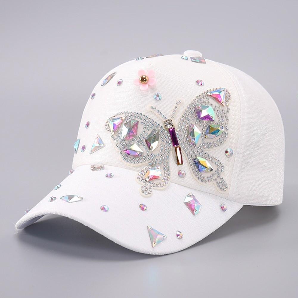Butterfly Design Butterfly Baseball Cap Adjustable Glitter Baseball Hat Rhinestone Baseball Cap