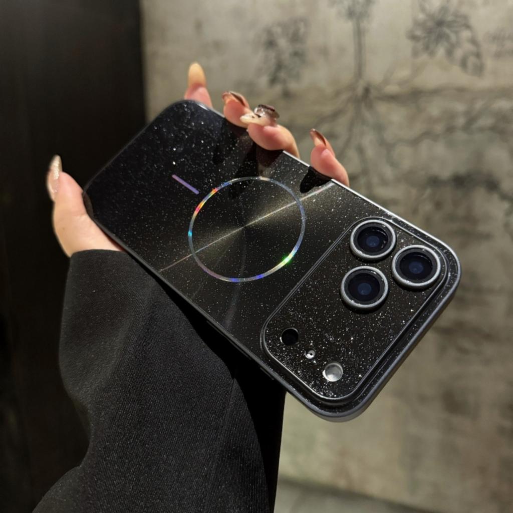 Лазерный блеск с текстурой CD Для чехла-подставки для линз Magsafe Для iPhone Air 17 16 15 14 13 12 11 Pro Max Крышка-держатель для беспроводной зарядки