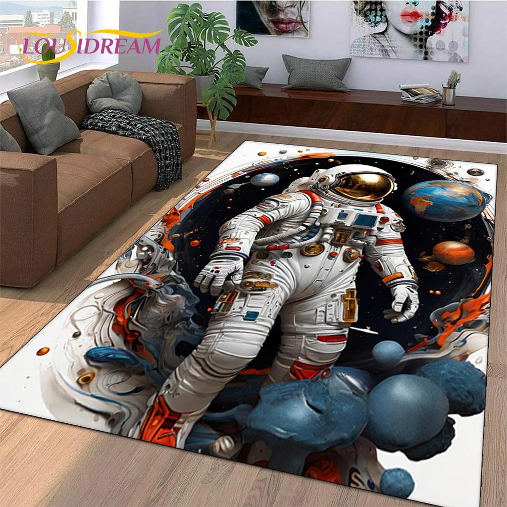 Космический Космонавт Мультяшный 3D Ковер Вселенная для Гостиной Спальни, Нескользящий Коврик для Дивана Прихожей Дети