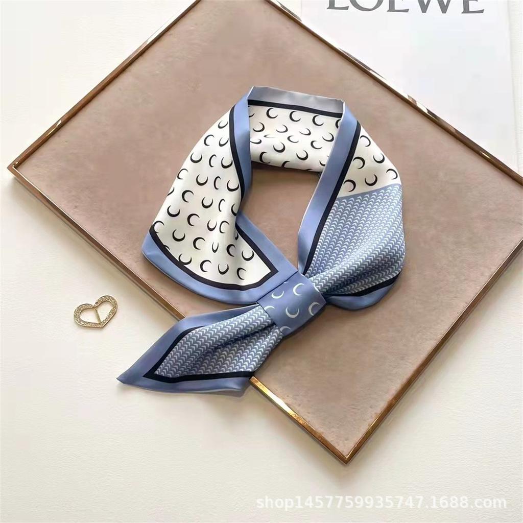 Silk Scarf Small Long Square Scarf Women'S High-End Neck Protection Scarf Professional Matching Shirt Scarf