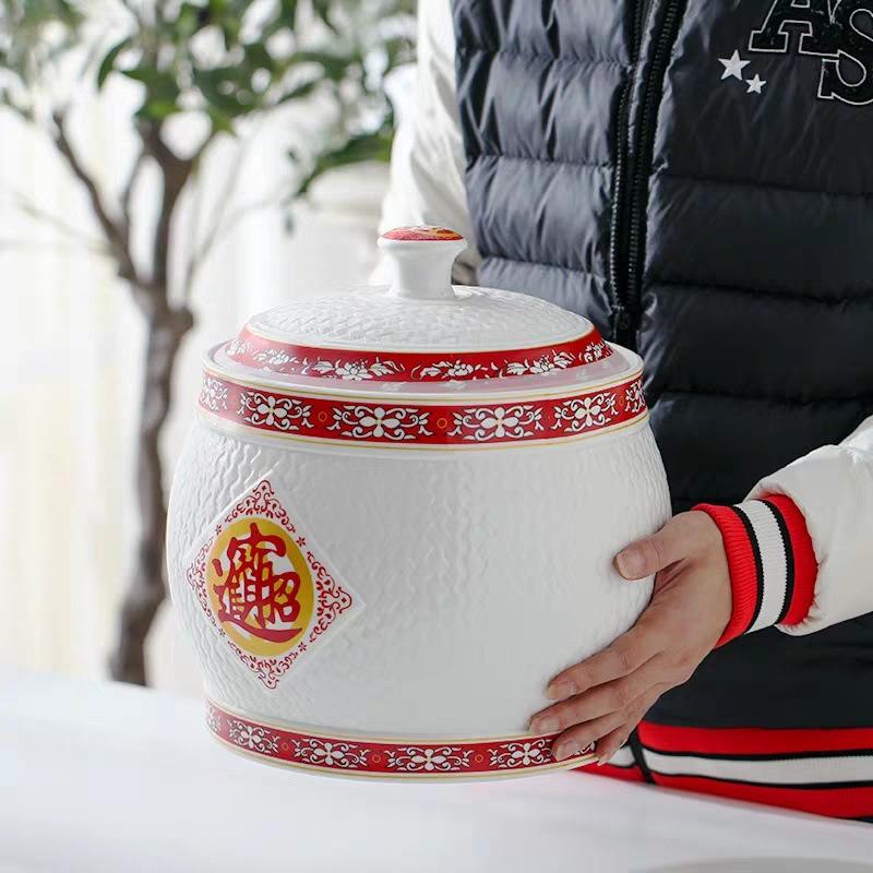 Керамическая рисовая банка Jingdezhen с крышкой - Влаго- и насекомозащитный контейнер для хранения