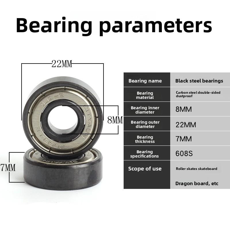 Roller Skating Bearings High Speed Silent Professional Single Row Black Gold Ice Skates 608z Skateboard Drift Board 16 Pieces