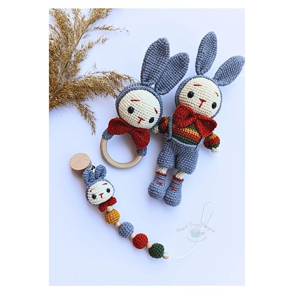 Amigurumi Rabbit Toy - Teether And Pacifier Chain/strap