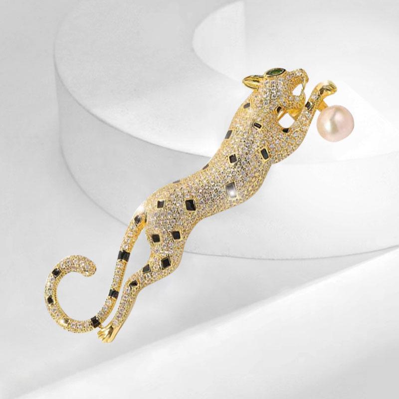 Ретро Золотая Брошь Леопард: Трендовая, Длинная, Преувеличенная Брошь для Мужской и Женской Одежды