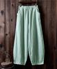 Autumn Solid Color Casaul Pockets Loose Pants Women Vintage Elastic Waist Cotton Linen Pants