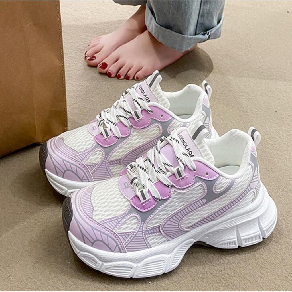 Fashion New Spring Chunky Sneakers Women Korean Thick Bottom Platform 5CM Sneakers Height Increasing Sport Casual Dad Running Shoes Woma