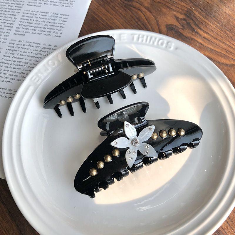 1 шт. Классический объем для волос «Вистерия», Элегантный большой размер с инкрустацией бриллиантами, Женский французский стиль люкс, Зажим-акула, Заколка для волос