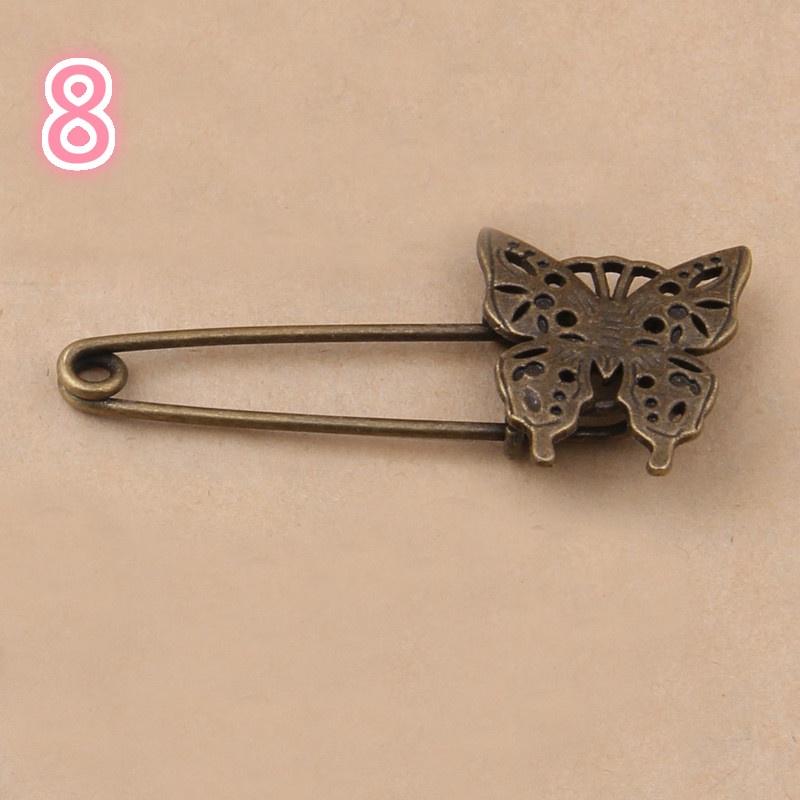 2pcs Alloy Antique Brass Vintage Flower Brooch Safety Pins For Garment Accessories Scarf Clip Pins