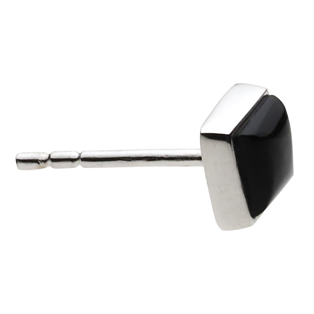 Square Stone Sterling Silver Silver Accessory [Cenote] Earrings, Onyx, 925, cenote-e0545