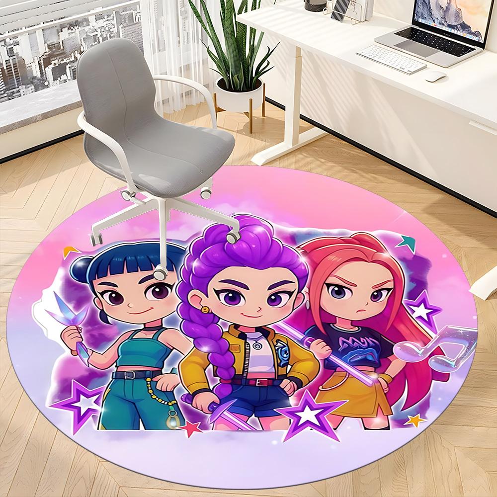 1pc HUntrix, K-pop Chair Carpet for Office Non-Slip, Soft & Comfortable, Carpet for Office, Gaming, Lightweight Round Floor Mat yy251021037
