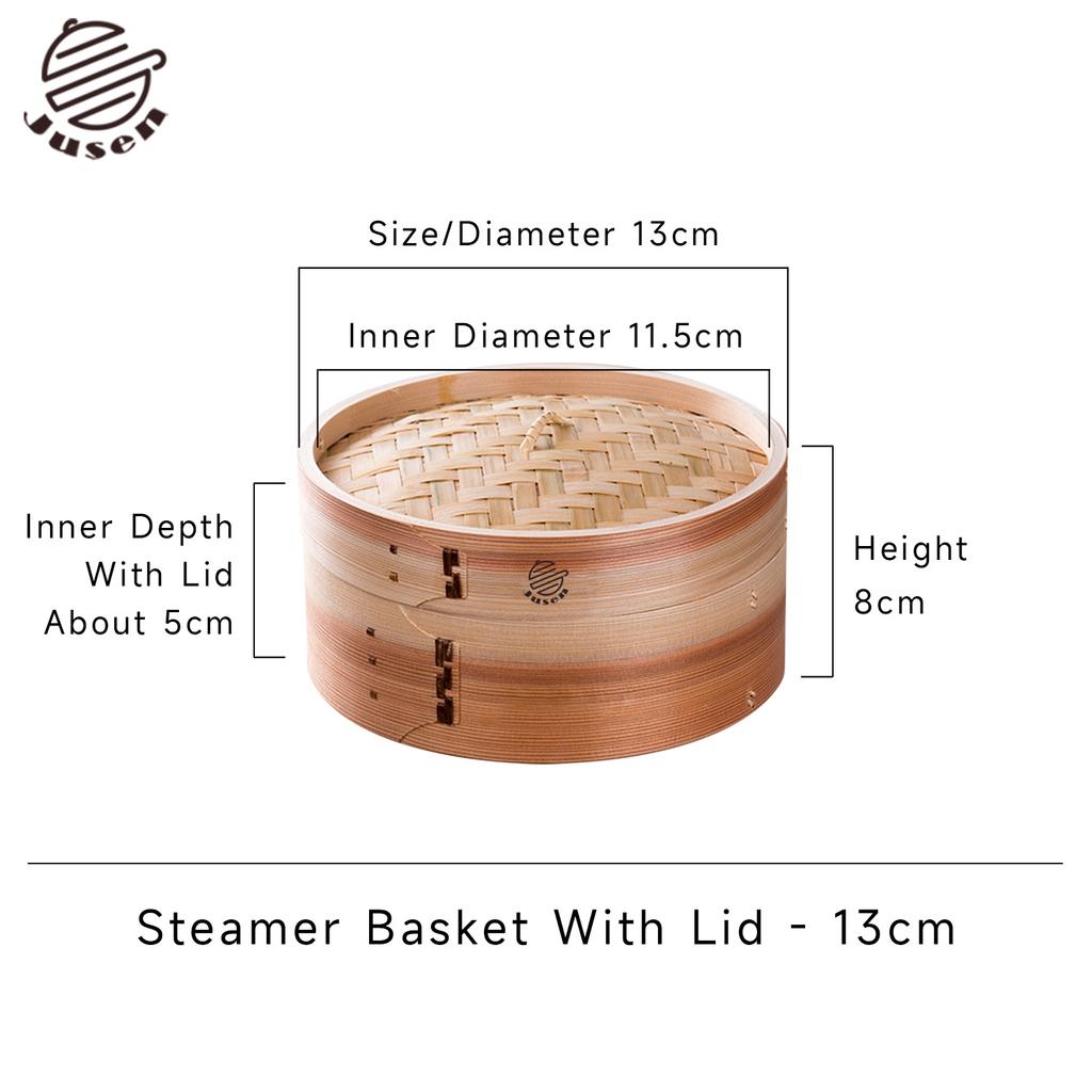 Wooden Cedar Bamboo Steamer Basket Handle 5-6L Capacity Gas Induction Ready for Dumpling Baby Bao Dim Sum Rice Potsticker