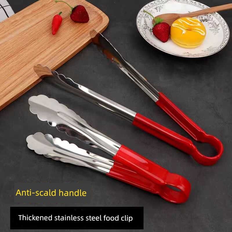 Thickened Stainless Steel Food Tongs for Kitchen, Barbecue, Bread, Steak, Commercial Use, Anti-Scalding, Special for Hot Pot