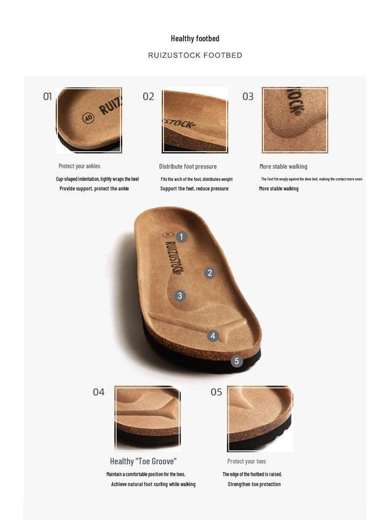 Летние пробковые шлепанцы и кожаные сандалии в корейском стиле для мужчин и женщин