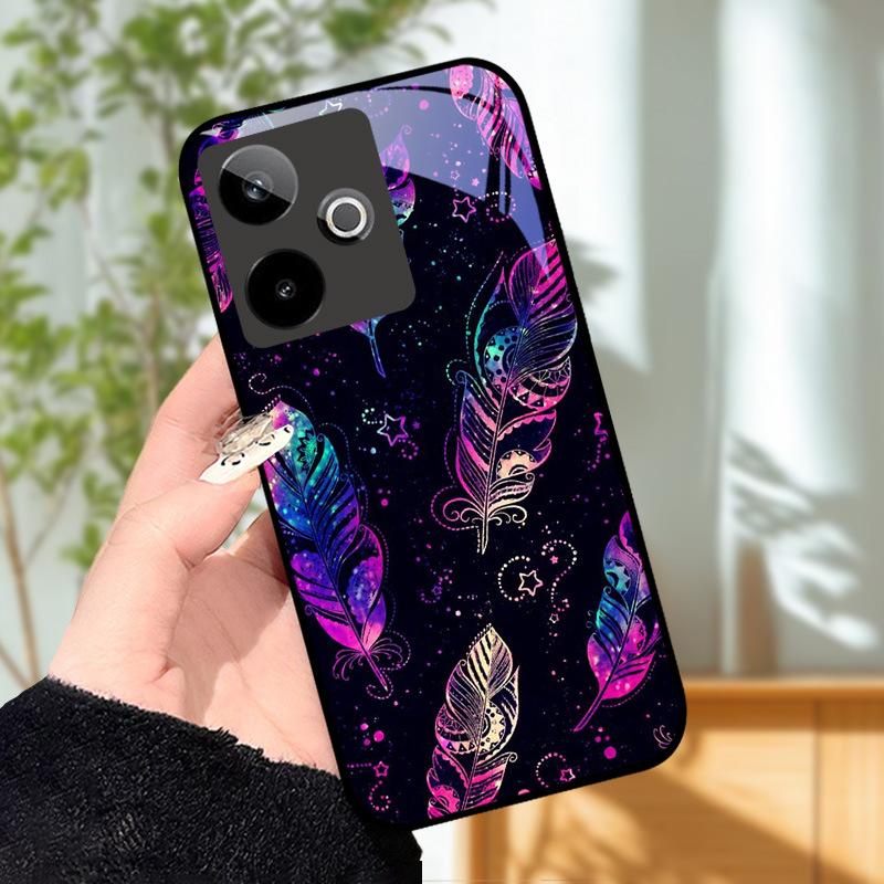 Для Realme GT7 5G Чехол Роскошный Чехол с Рисунком Закаленное Стекло Чехол для Телефона Для Realme GT 7 Fundas Жесткий PC Ударопрочный Корпус Бампер