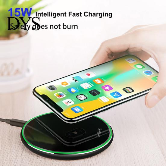 Ультратонкое круглое зарядное устройство Qi Wireless Charging Pad мощностью 15 Вт для телефона Samsung Galaxy