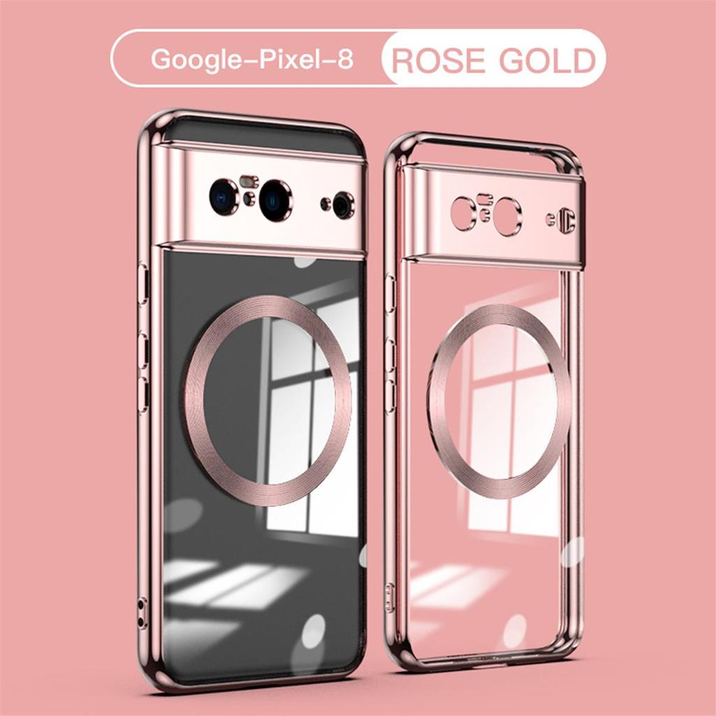 Мягкий чехол из ТПУ для Google Pixel 8 Pro Magsafe, прозрачный гальванический мягкий силиконовый магнитный противоударный чехол с беспроводной зарядкой