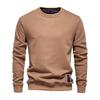 Fall Winter Men Top Loose O Neck Long Sleeves Pure Color Warm Pullover Mid