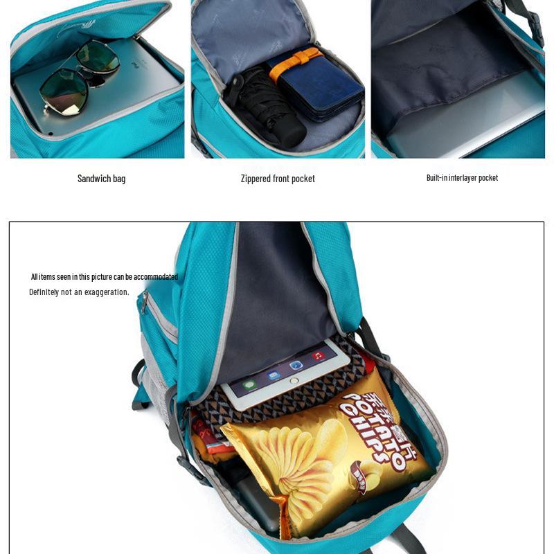 Легкий водонепроницаемый складной рюкзак для активного отдыха - Большая вместимость, складной походный рюкзак.