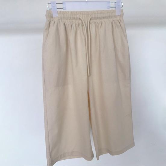 Женские брюки, свободные, с эластичной резинкой на талии, повседневные, однотонные, с карманами, длиной до колена, для повседневной носки, для спорта и пляжа