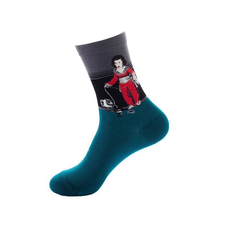 Масляная живопись средние гольфы Европейские и американские носки для взрослых Женские трендовые чулки Мужские осенне-зимние хлопковые носки