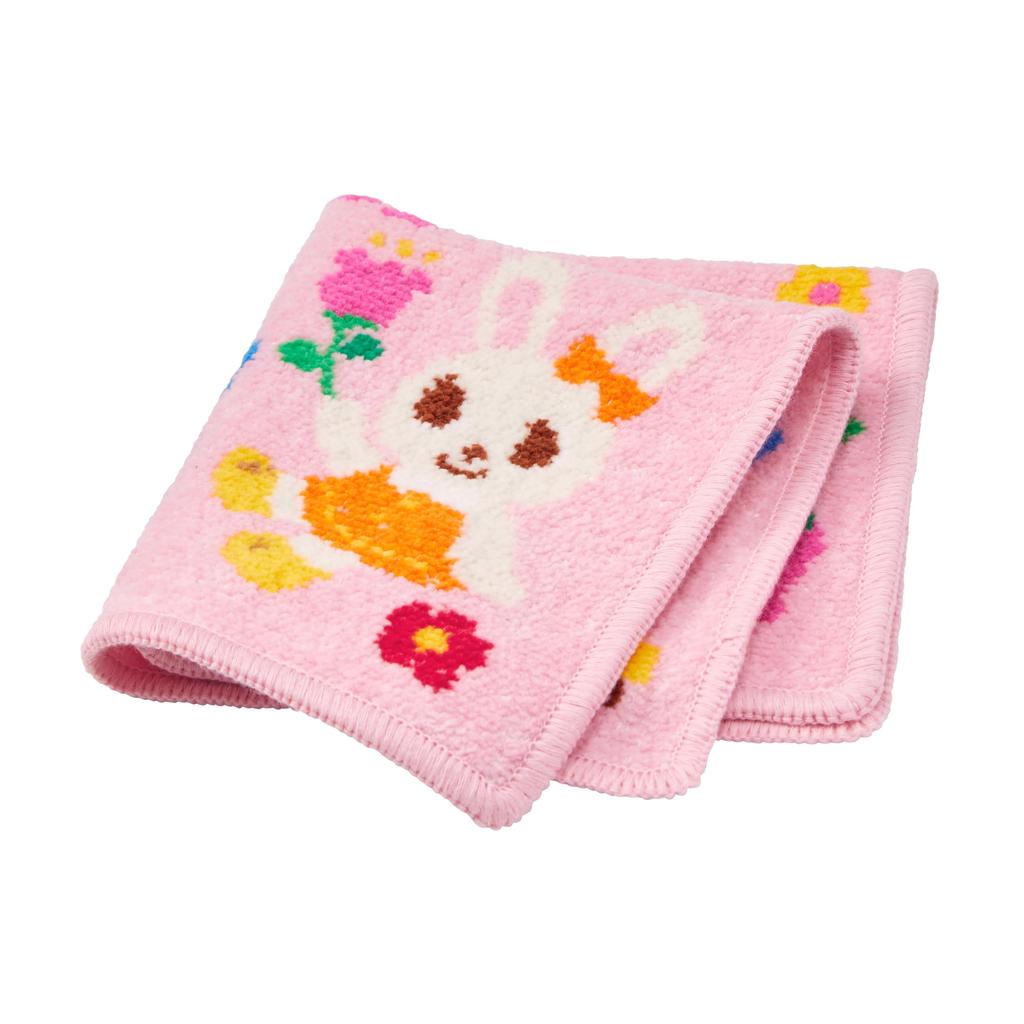 [Mikihouse] Ручное полотенце, 25 x 25 см, Медведь, Кролик, Дизайн с животными, Мальчики, Девочки, Малыш, Дети, Детская одежда, 13-8101-143 Розовый