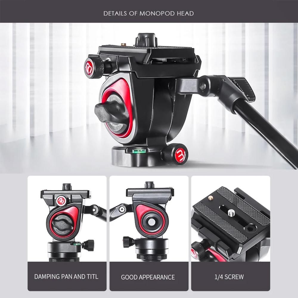 Miliboo MUFA-BK 62.6-inch Foldable Tripod Camera Stand with Fluid Tripod Head Aluminum Alloy 5kg/