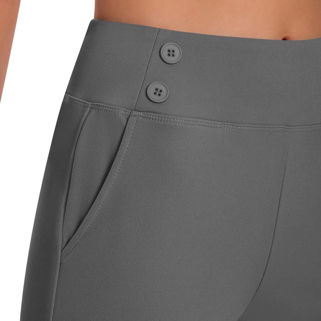 Women's Stretchy High Waisted Work Pants Trendy Casual Straight Leg Versatile Business Casual Pants With Pockets