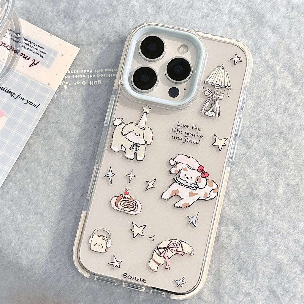 Cartoon Illustration Puppy Suitable for Apple 16 Mobile Phone Case 14 Niche Doodle IPhone 15 Promax Transparent 11 Soft