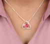 Pink Tourmaline Gemstone 925 Fine Silver Jewelry Zircon Pendant For Wedding Gift CZP-10-4