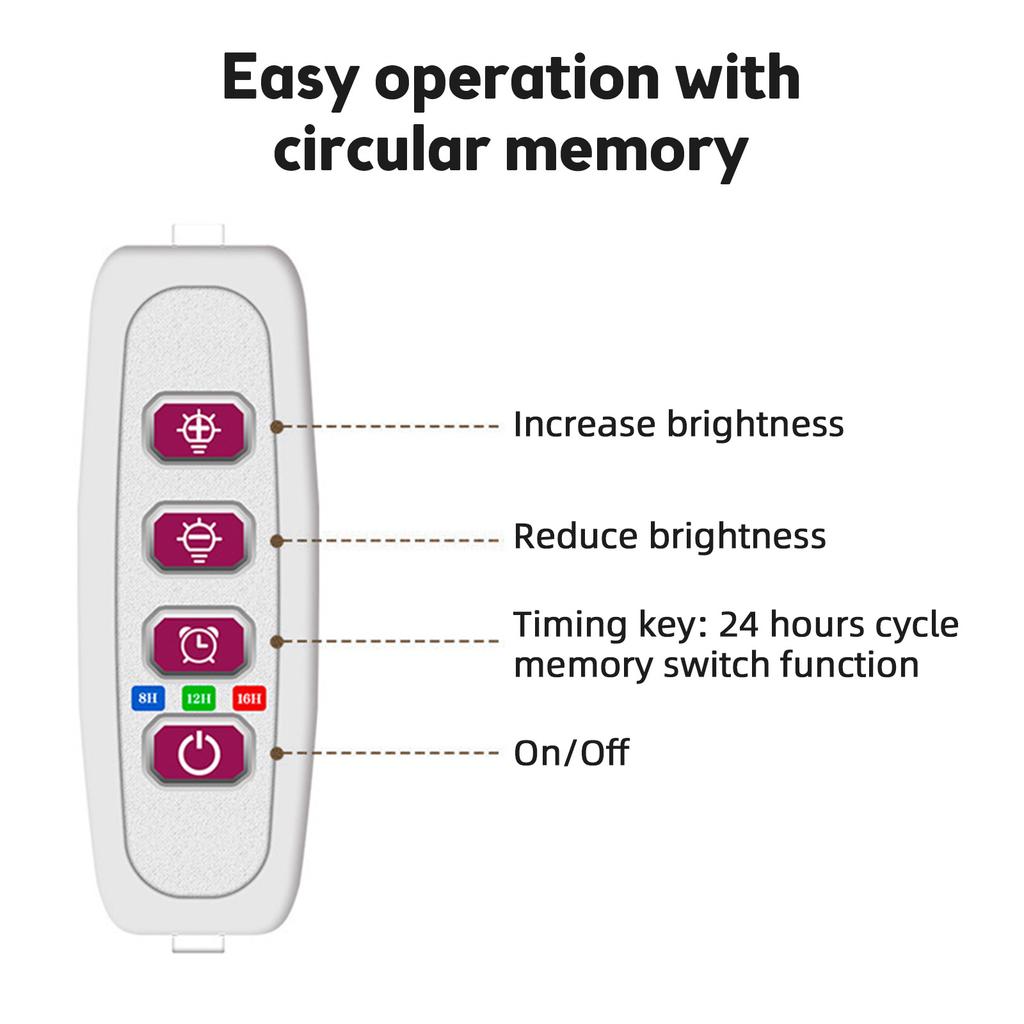 LED Plant Grow Light Strips 8W 168LED 4000K 169.2lm Bright Grow Lamp with 8H/12H/16H Timer 5
